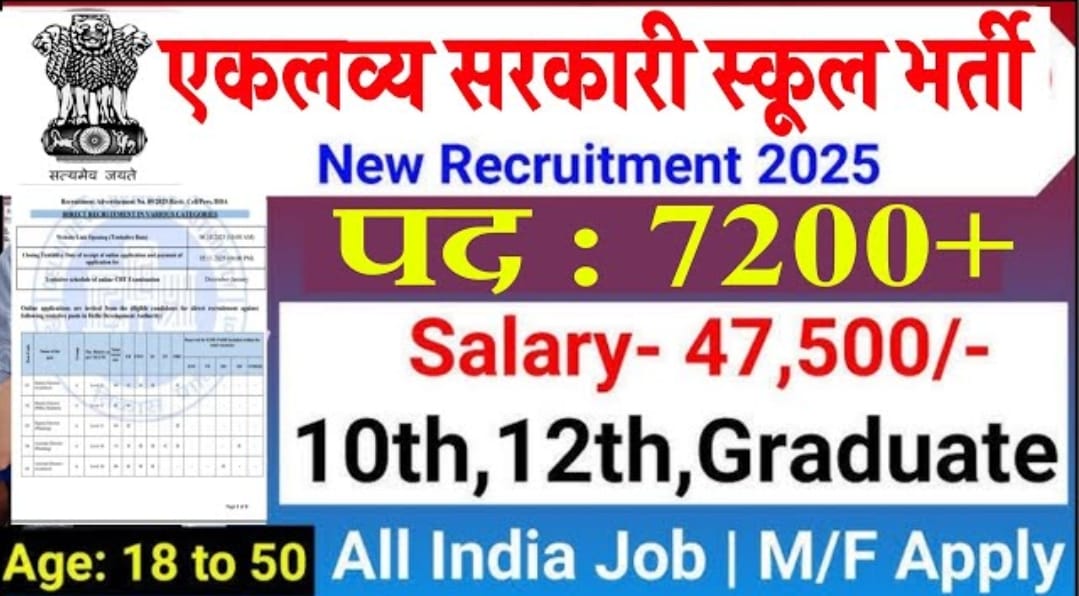 एकलव्य मॉडल स्कूल भर्ती 2025: 7267 टीचिंग और नॉन-टीचिंग पद, आवेदन लें अभी